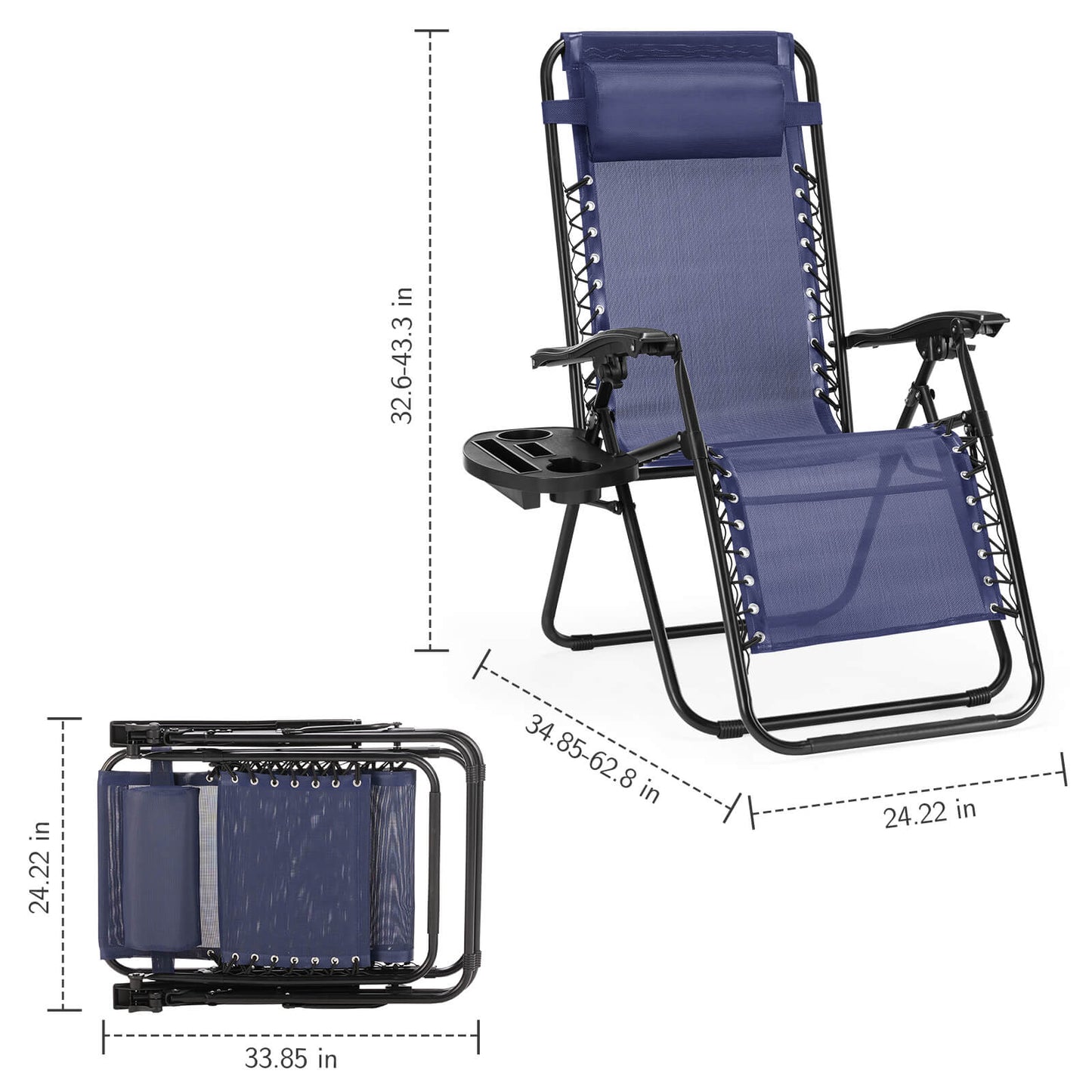 Sweetcrispy Portable Camping Folding Chaise Lounge Chair(Set of 2)