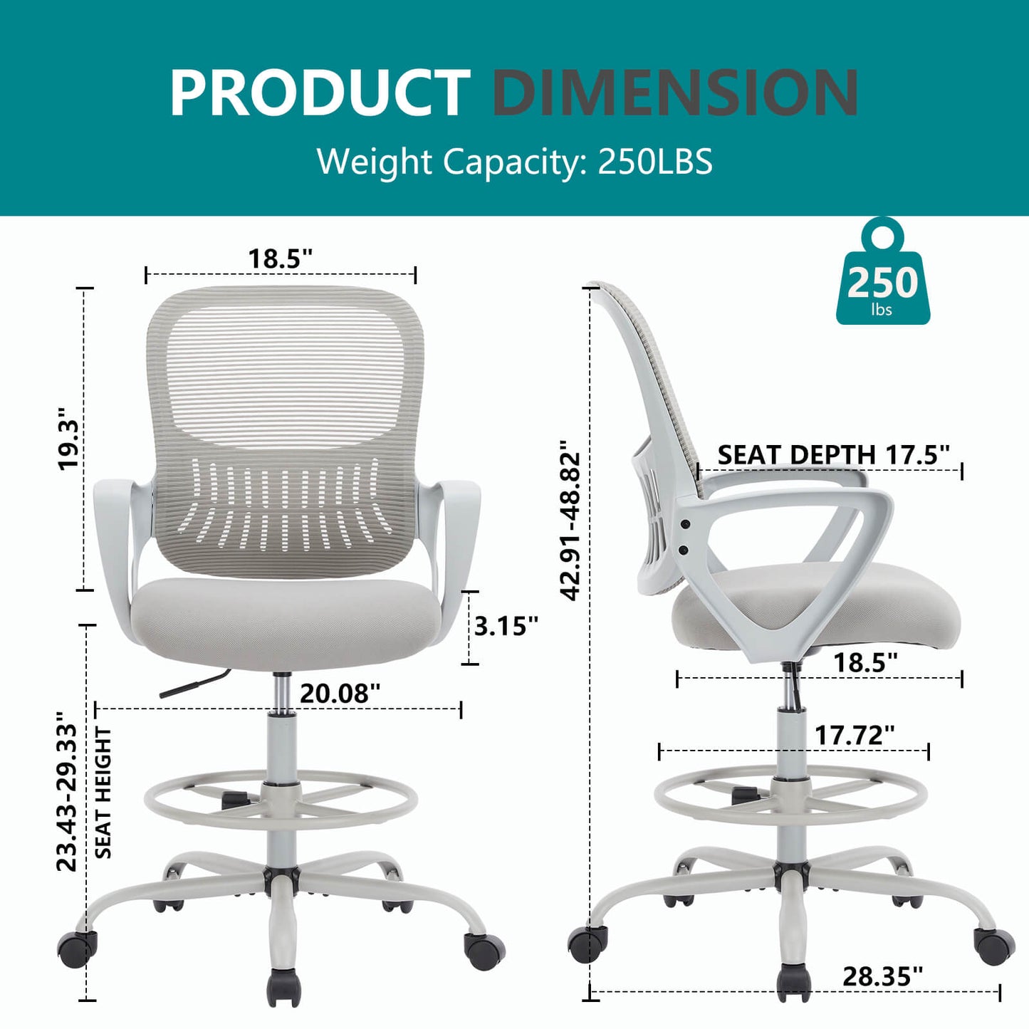 Sweetcrispy Tall Office Chair Height Adjustable
