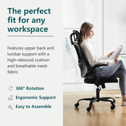 Sweetcrispy Office Chair High Back with Adjustable Headrest for Office