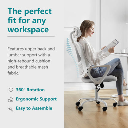 Sweetcrispy Office Chair High Back with Adjustable Headrest for Office
