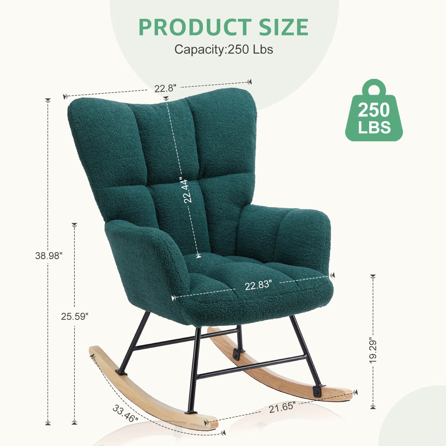 Sweetcrispy Rocking Chair Soft and Thick Patio Chairs Rockers