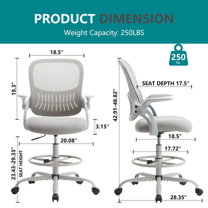 Sweetcrispy Office Chair with Reversible Armrest Lumbar Support