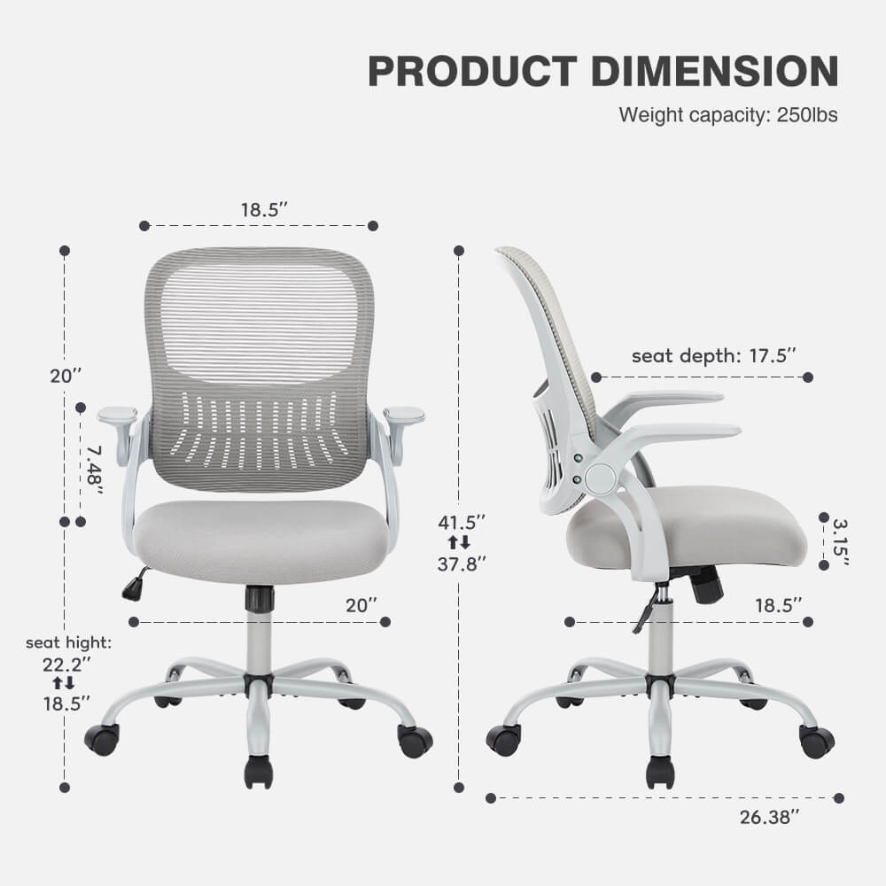 Sweetcrispy Office Chair with Wheels Reversible Armrests