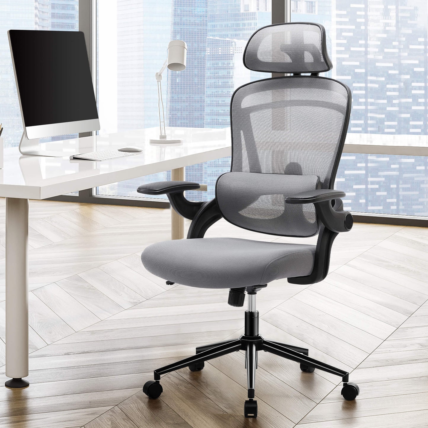 Sweetcrispy Office Chair 120° Tilt with Flip-Up Armrests for Offices