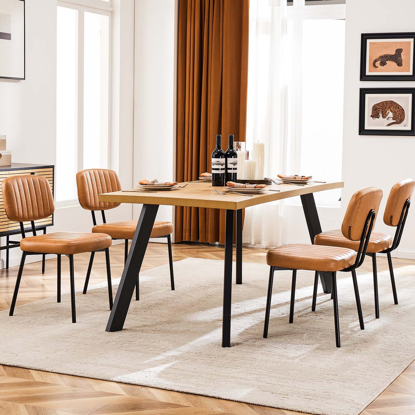 Sweetcrispy Dining Chair 2 Piece Faux Leather Cushion Set for Dining Room