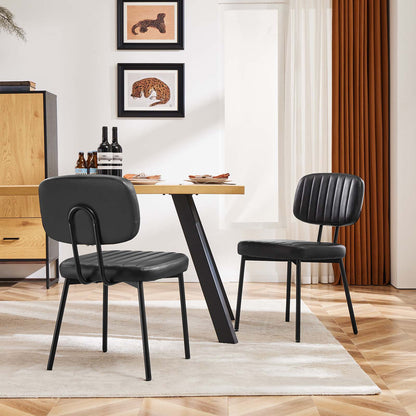 Sweetcrispy Dining Chair 2 Piece Faux Leather Cushion Set for Dining Room