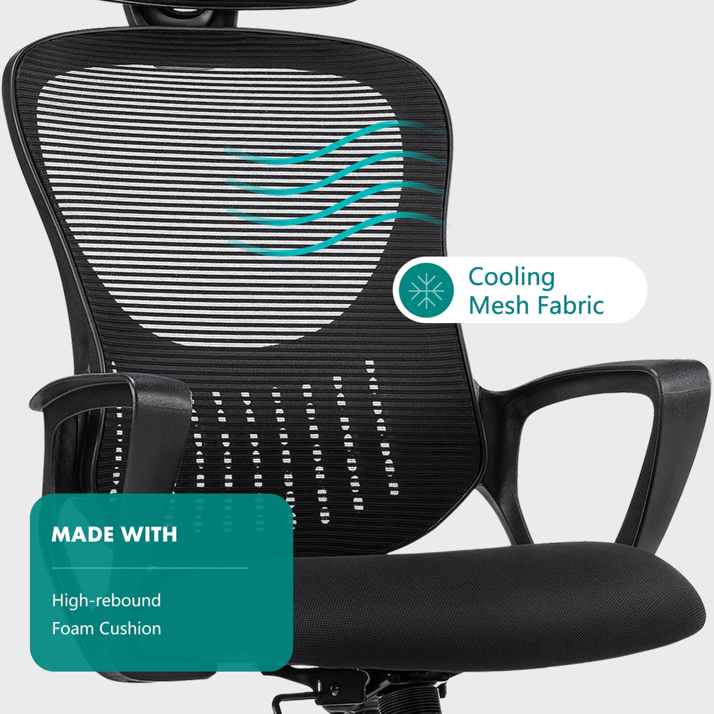 Sweetcrispy Office Chair High Back with Adjustable Headrest for Office