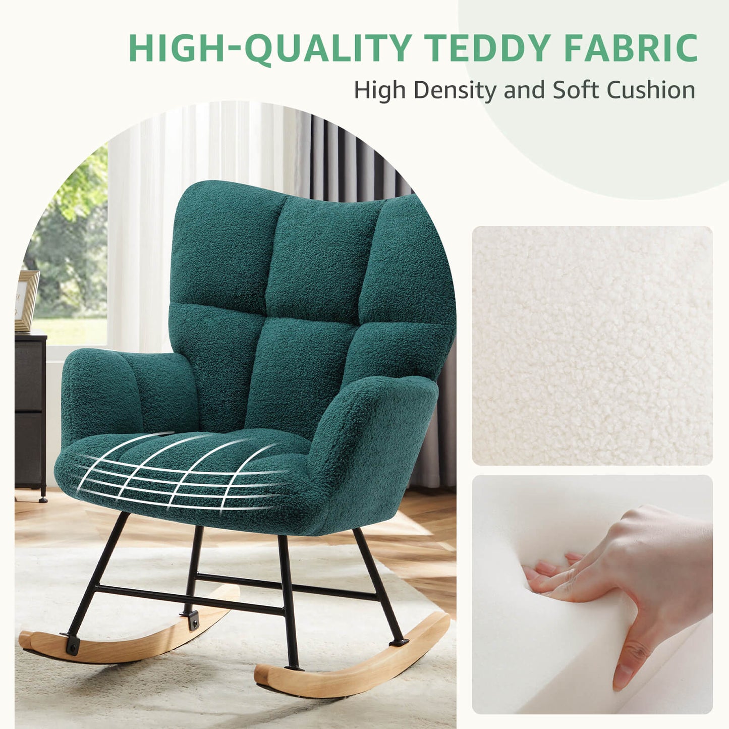 Sweetcrispy Rocking Chair Soft and Thick Patio Chairs Rockers