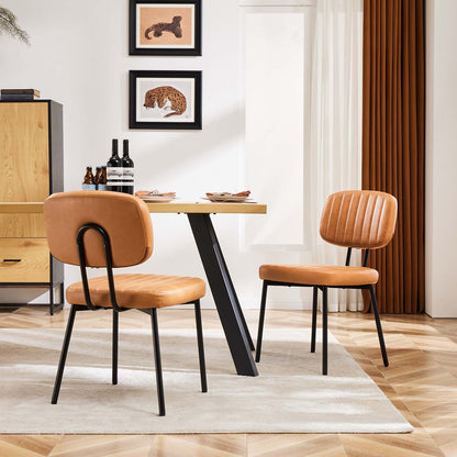 Sweetcrispy Dining Chair 2 Piece Faux Leather Cushion Set for Dining Room
