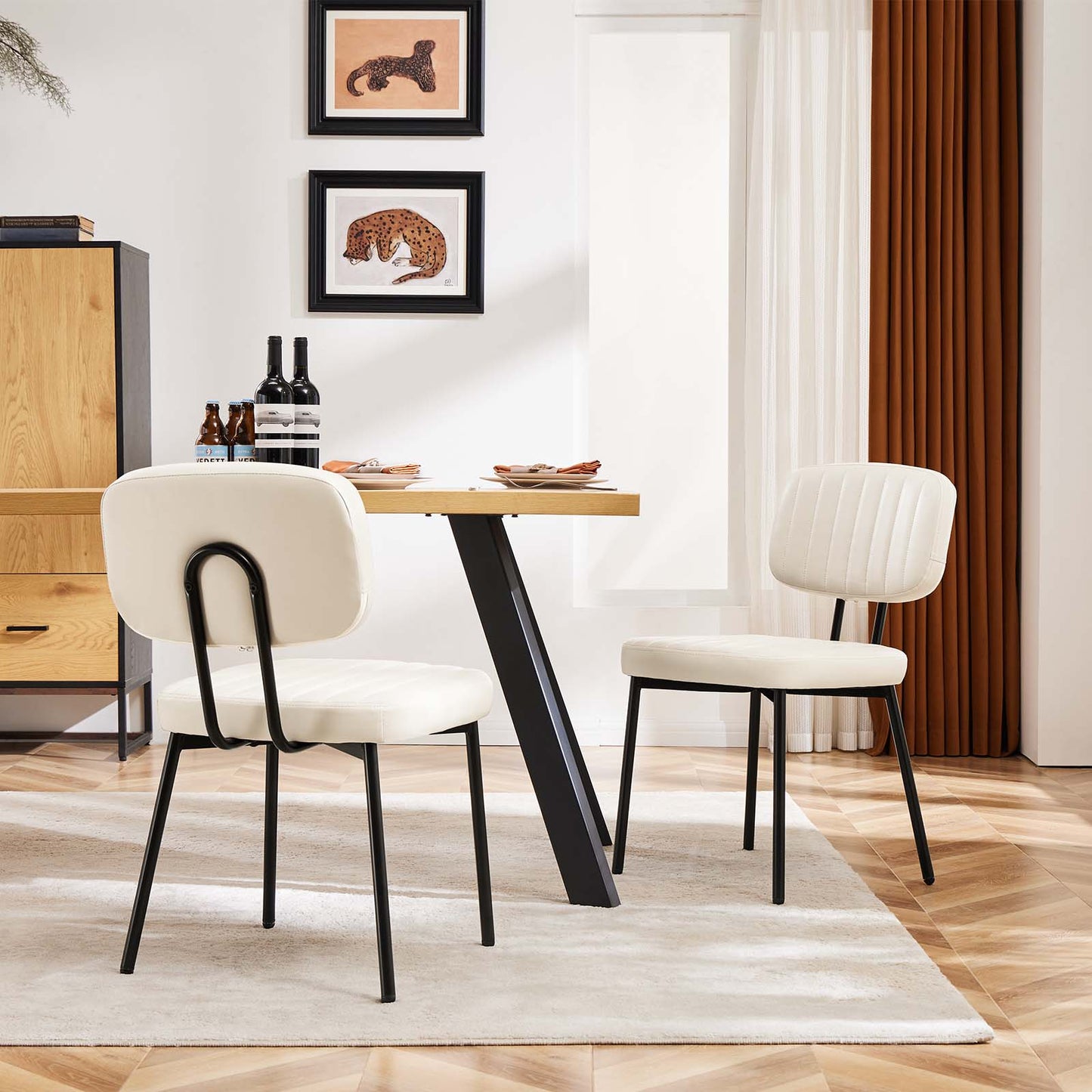 Sweetcrispy Dining Chair 2 Piece Faux Leather Cushion Set for Dining Room