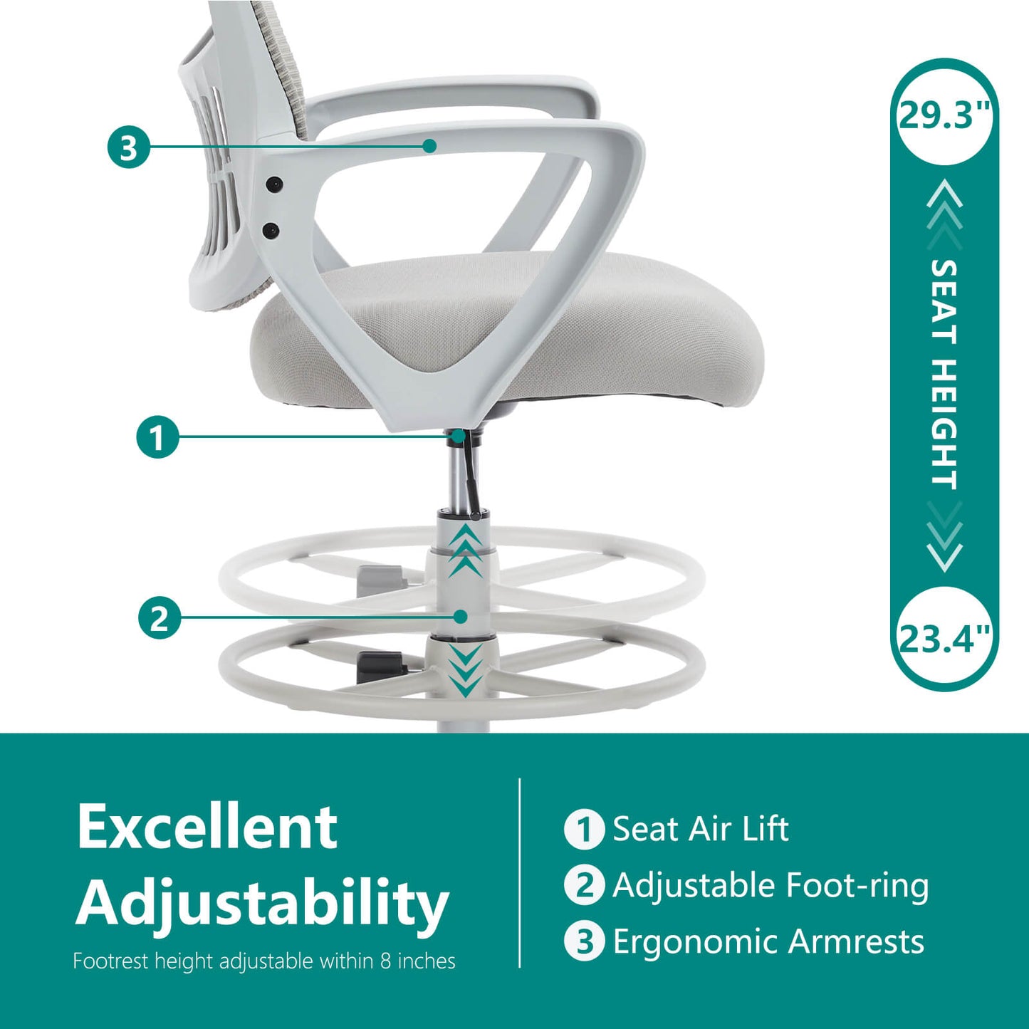 Sweetcrispy Tall Office Chair Height Adjustable