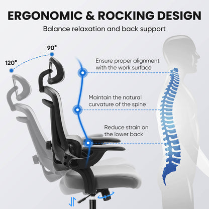 Sweetcrispy Office Chair 120° Tilt with Flip-Up Armrests for Offices