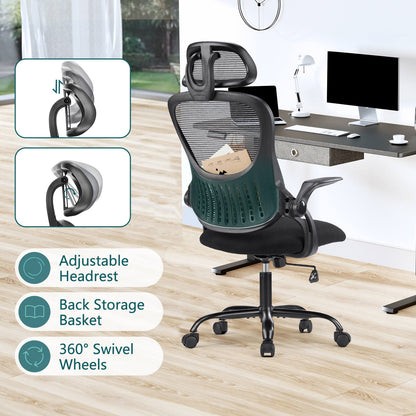 Sweetcrispy Office Chair High Back with Adjustable Headrest for Office