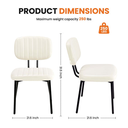 Sweetcrispy Dining Chair 2 Piece Faux Leather Cushion Set for Dining Room