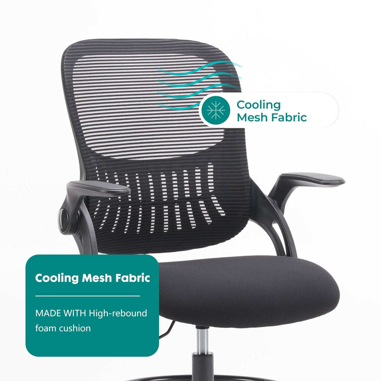 Sweetcrispy Office Chair with Reversible Armrest Lumbar Support