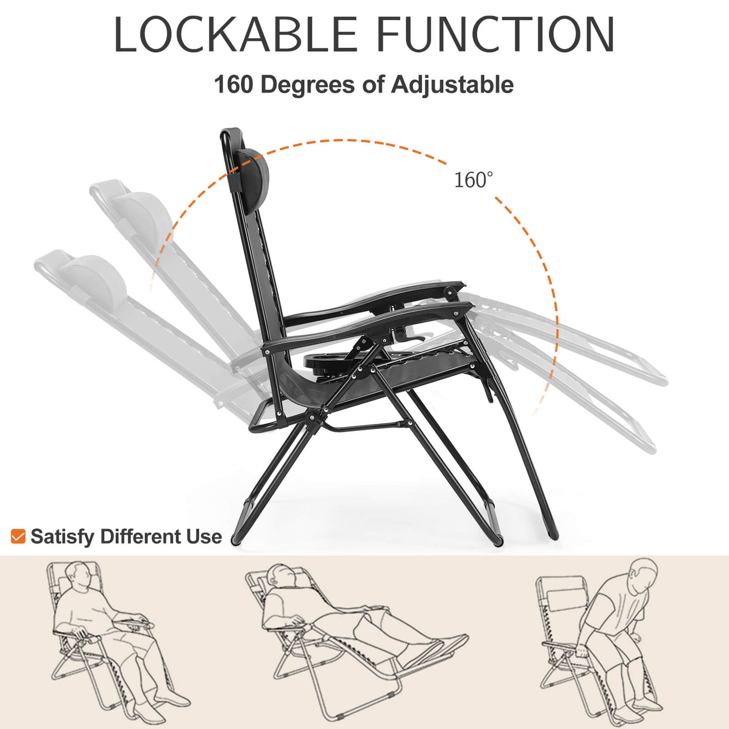 Sweetcrispy Portable Camping Folding Chaise Lounge Chair（Set of 2）