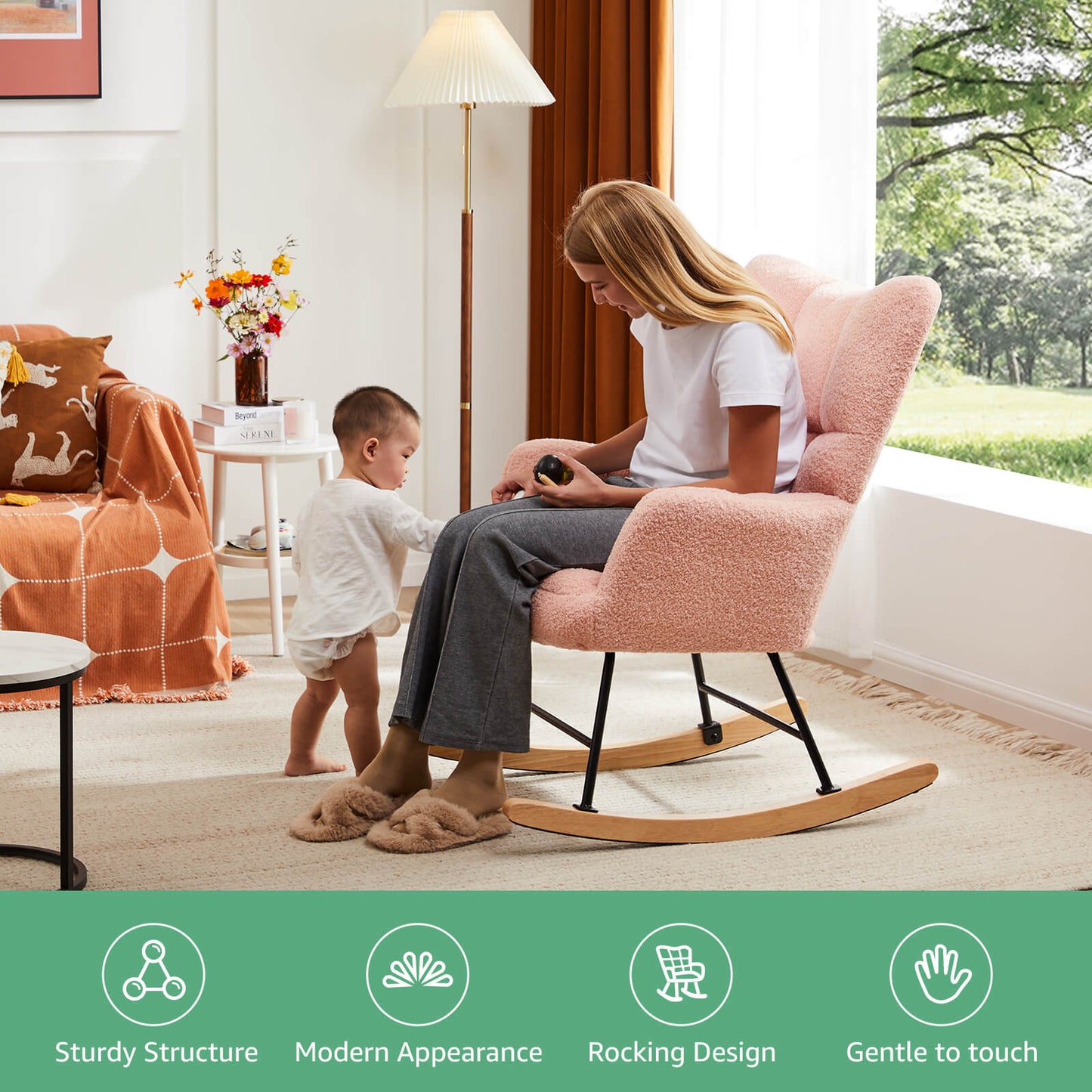 Sweetcrispy Rocking Chair Soft and Thick Patio Chairs Rockers