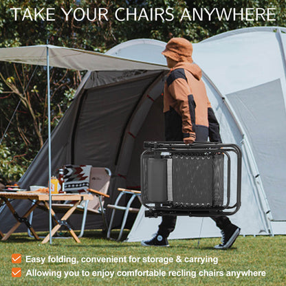Sweetcrispy Portable Camping Folding Chaise Lounge Chair（Set of 2）