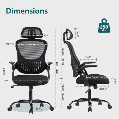 Sweetcrispy Office Chair High Back with Adjustable Headrest for Office