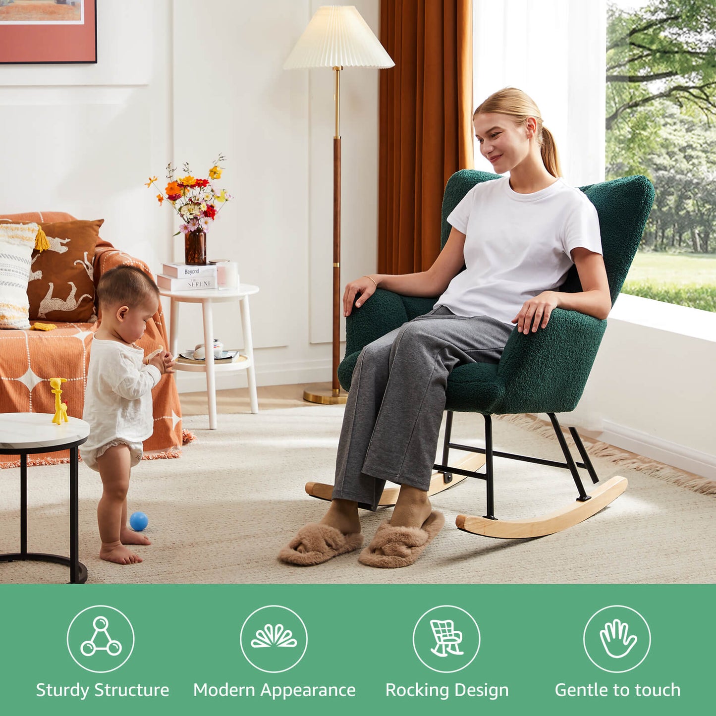 Sweetcrispy Rocking Chair Soft and Thick Patio Chairs Rockers
