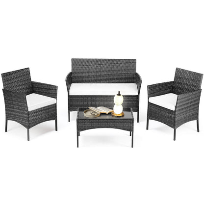 Sweetcrispy Rattan Set for Patio Relaxation