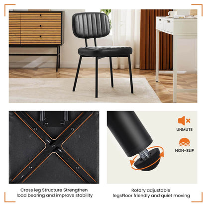 Sweetcrispy Dining Chair 2 Piece Faux Leather Cushion Set for Dining Room