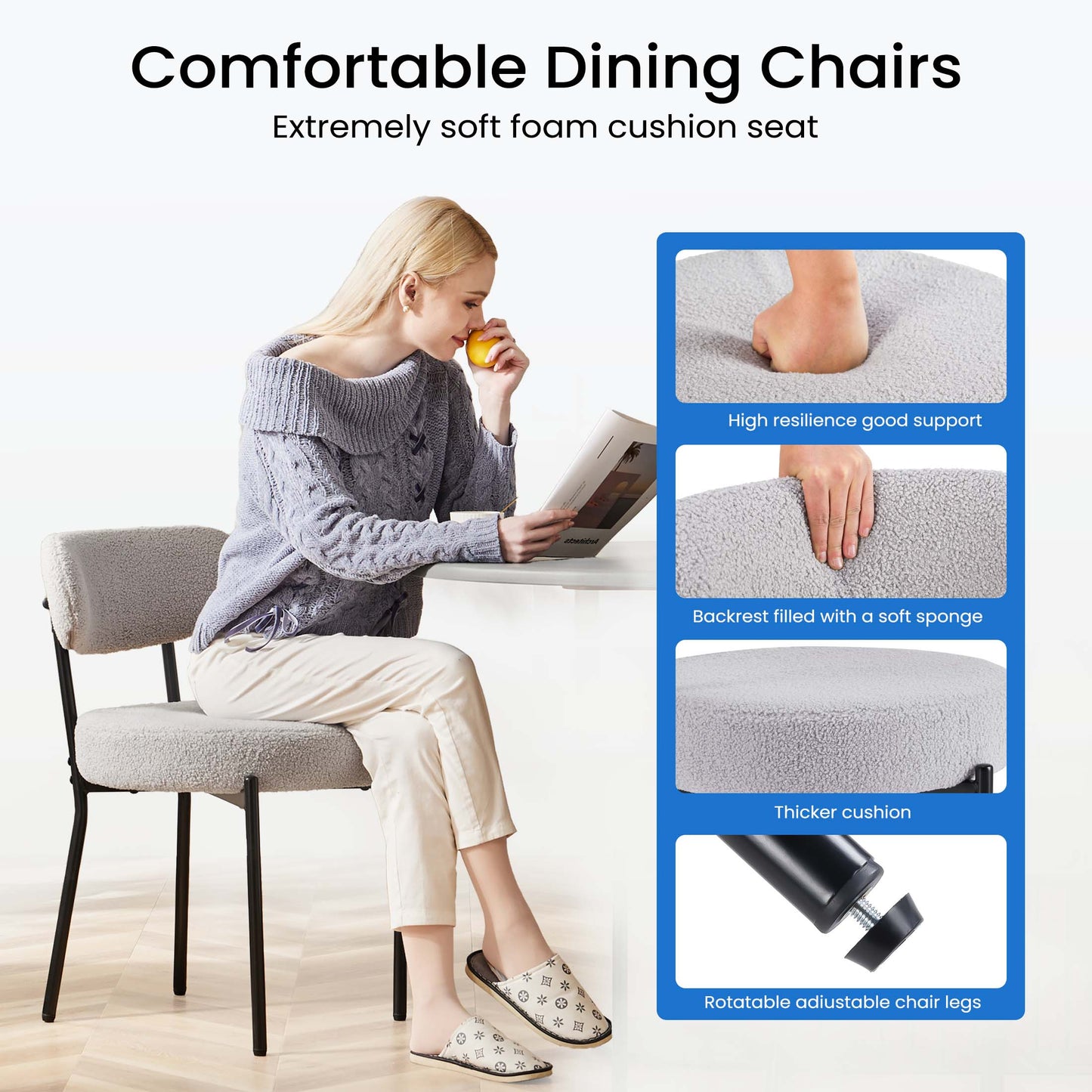 Sweetcrispy Dining Chair Set of 4 Soft Cushions for Dining Room
