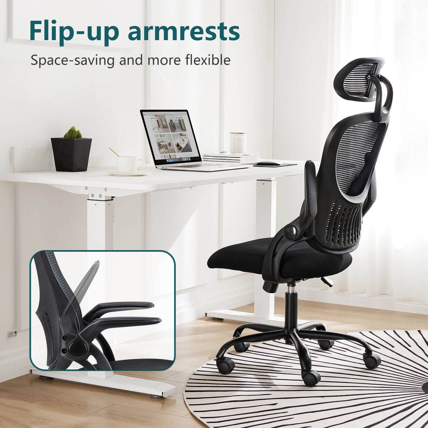 Sweetcrispy Office Chair High Back with Adjustable Headrest for Office
