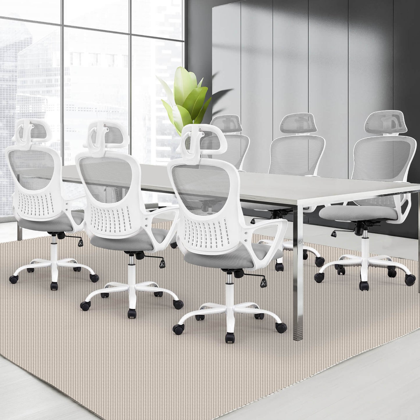 Sweetcrispy Office Chair High Back with Adjustable Headrest for Office