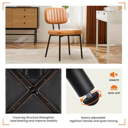 Sweetcrispy Dining Chair 2 Piece Faux Leather Cushion Set for Dining Room