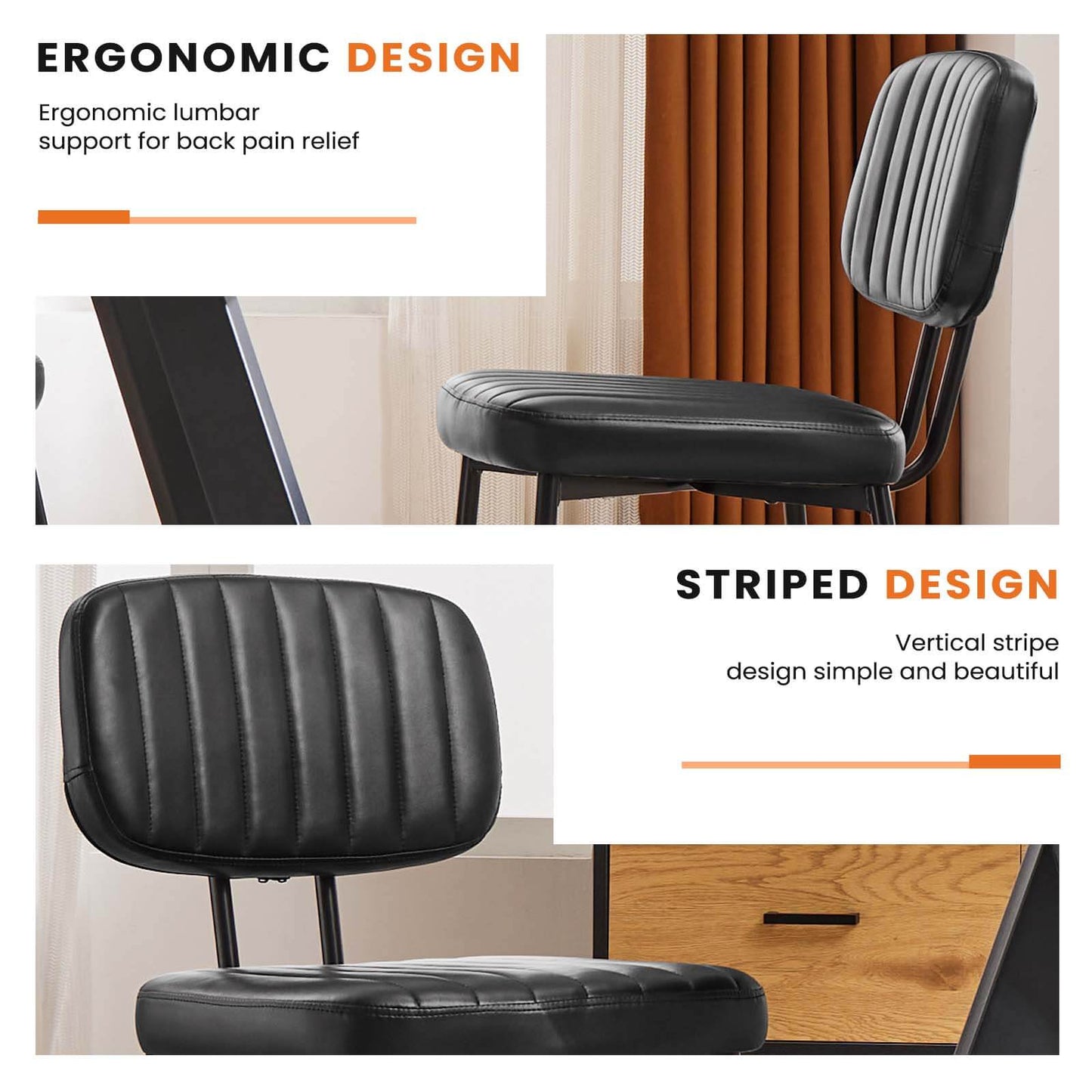 Sweetcrispy Dining Chair 2 Piece Faux Leather Cushion Set for Dining Room