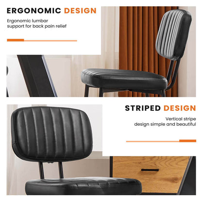 Sweetcrispy Dining Chair 2 Piece Faux Leather Cushion Set for Dining Room