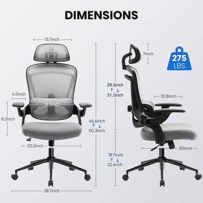 Sweetcrispy Office Chair 120° Tilt with Flip-Up Armrests for Offices