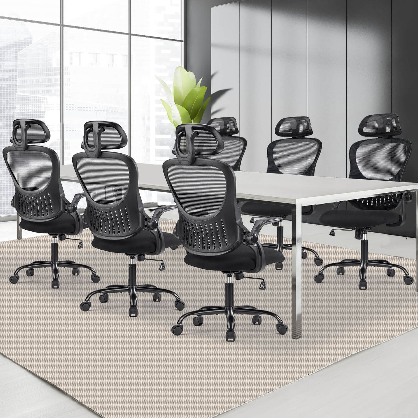 Sweetcrispy Office Chair High Back with Adjustable Headrest for Office