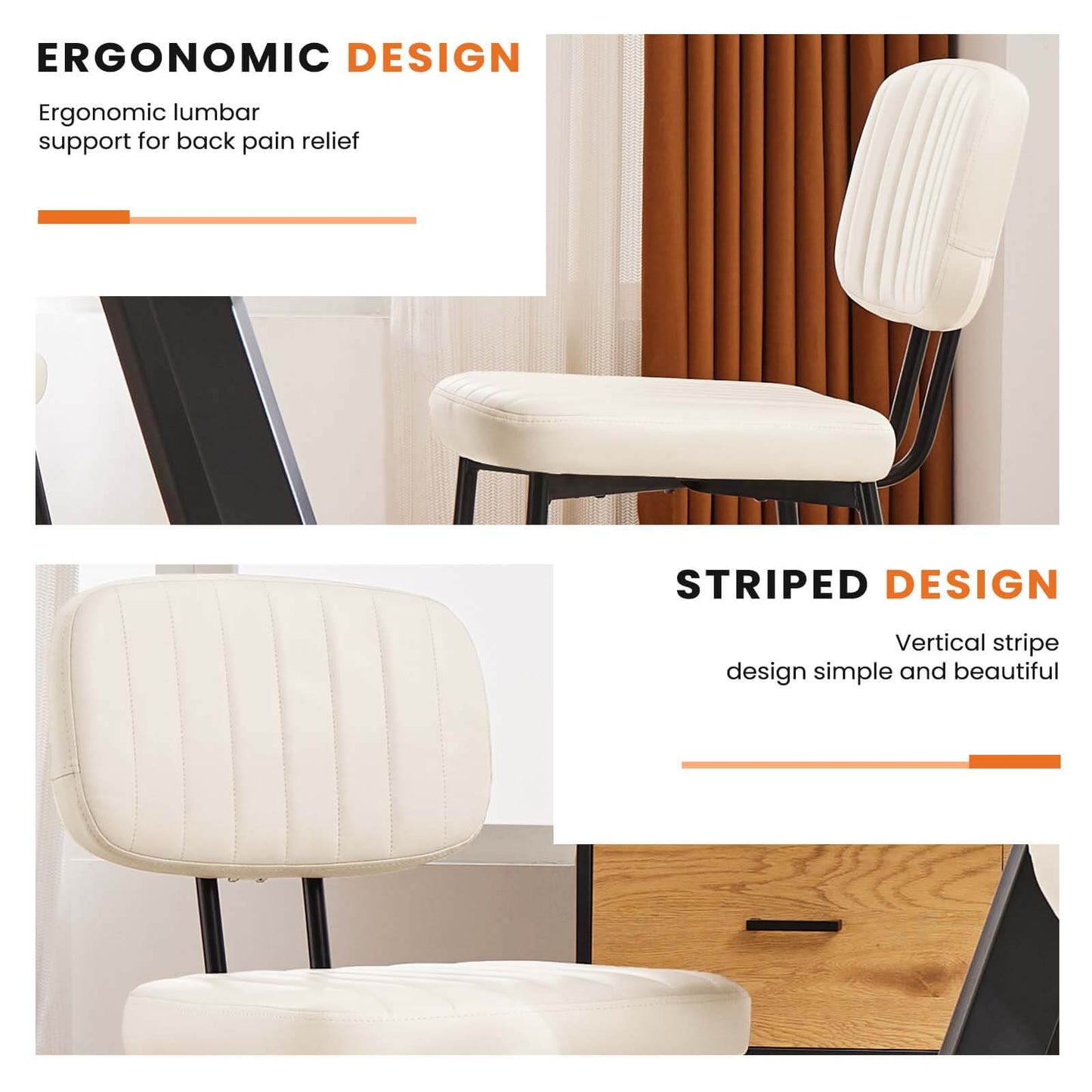 Sweetcrispy Dining Chair 2 Piece Faux Leather Cushion Set for Dining Room