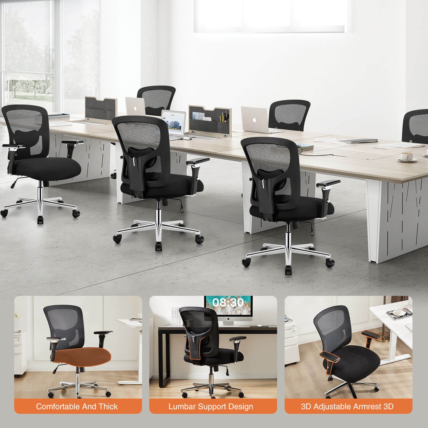 Sweetcrispy Office Chair with Adjustable Lumbar Support Oversized Cushion