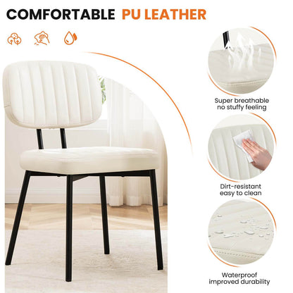 Sweetcrispy Dining Chair 2 Piece Faux Leather Cushion Set for Dining Room