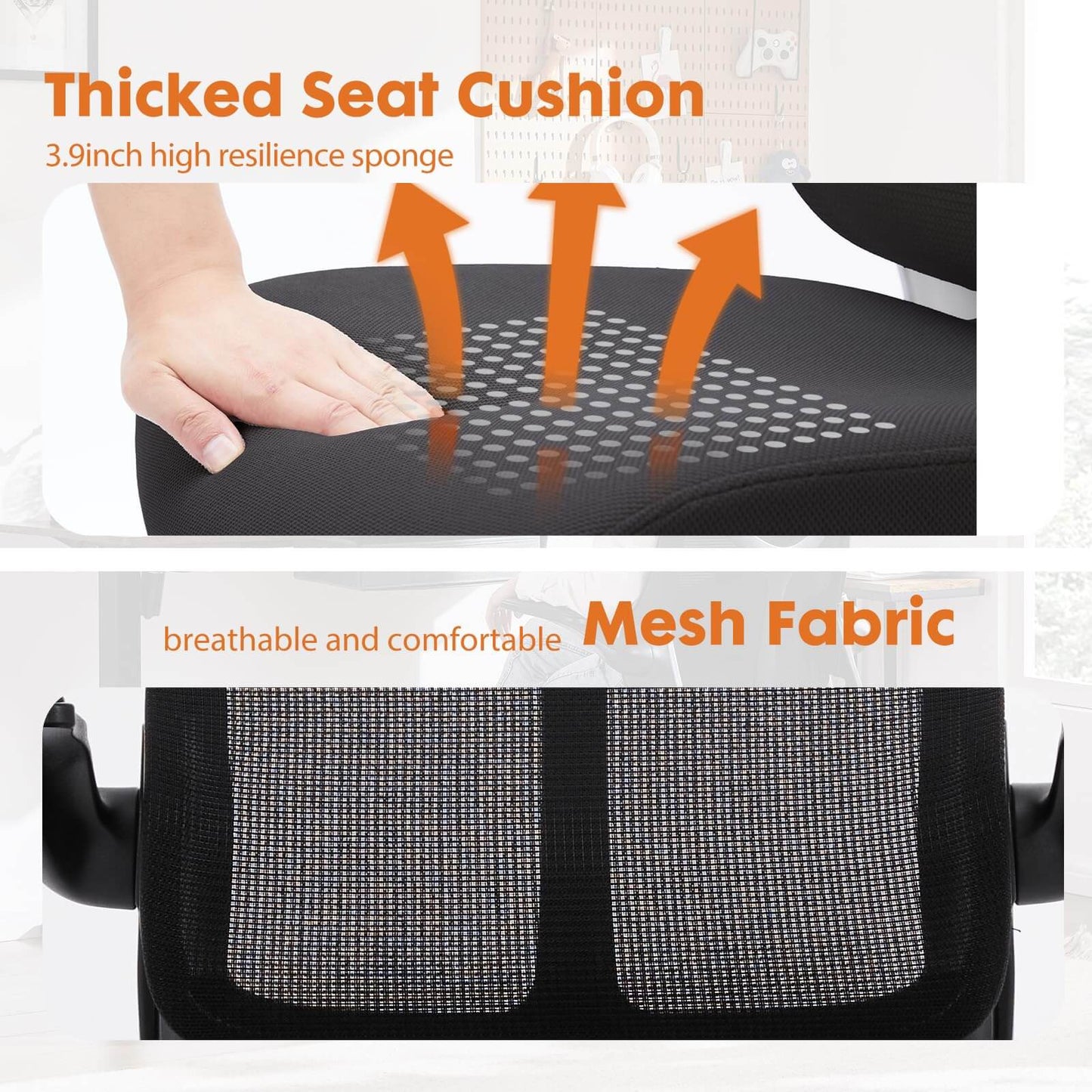 Sweetcrispy Computer Chair Mesh Back for Home Office