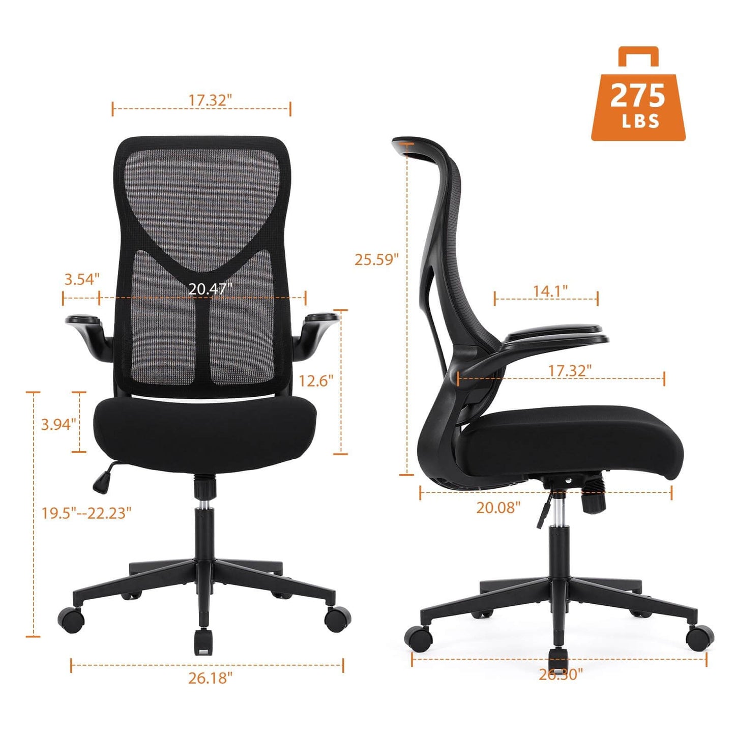 Sweetcrispy Computer Chair Mesh Back for Home Office