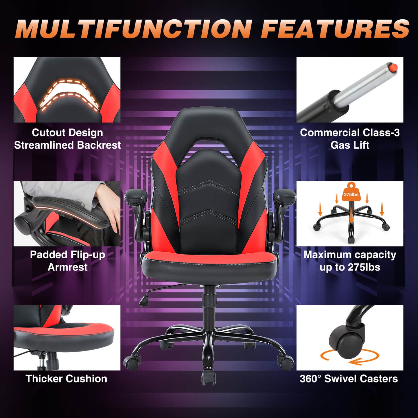 Sweetcrispy Gaming Chair Ergonomic for Bedroom