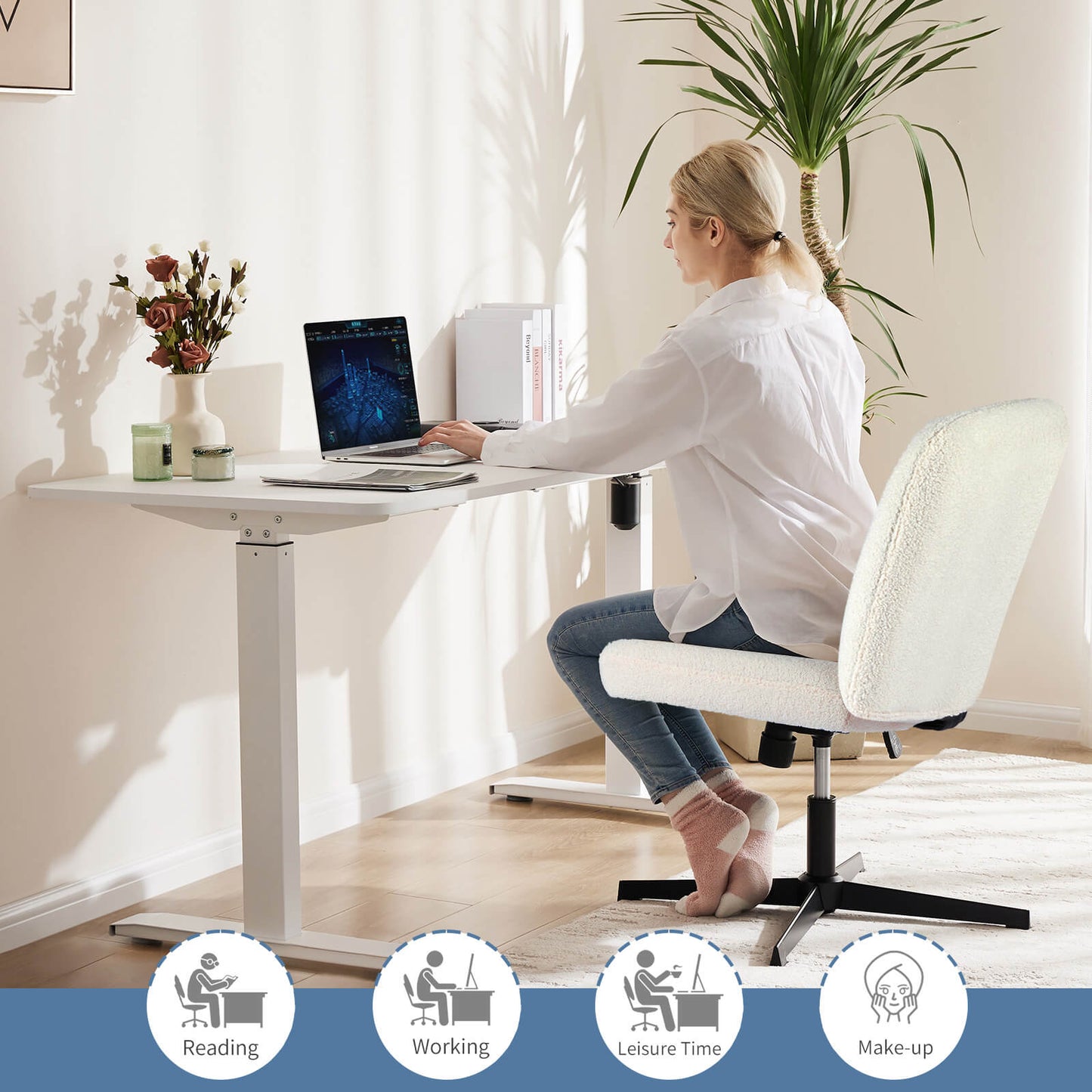 Sweetcrispy Ergonomic Swivel Office Chair with Lumbar Support